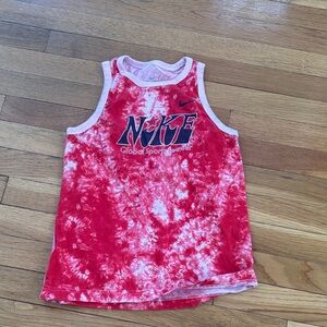 Nike Kids Red and White Tie-Dye Tank Top